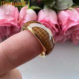 iTungsten 8mm Whiskey Barrel Oak Wood Ring Tungsten Wedding Band
