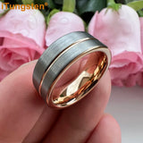 Tungsten Wedding Band Offset Groove Brush Finish Comfort Fit