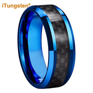 8mm Tungsten Ring with Carbon Fiber Inlay Wedding Band