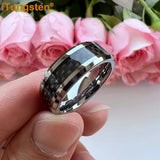 8mm Tungsten Ring with Carbon Fiber Inlay Wedding Band