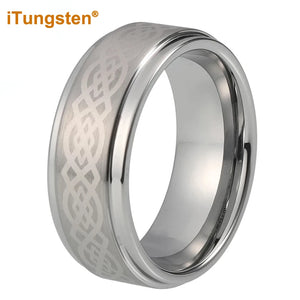 iTungsten 8mm Tungsten Carbide Ring Wedding Band Laser Engraved Comfort Fit
