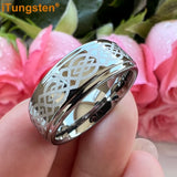 8mm Tungsten Wedding Band Ring Laser Engraved Comfort Fit