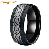 8mm Tungsten Wedding Band Ring Laser Engraved Comfort Fit