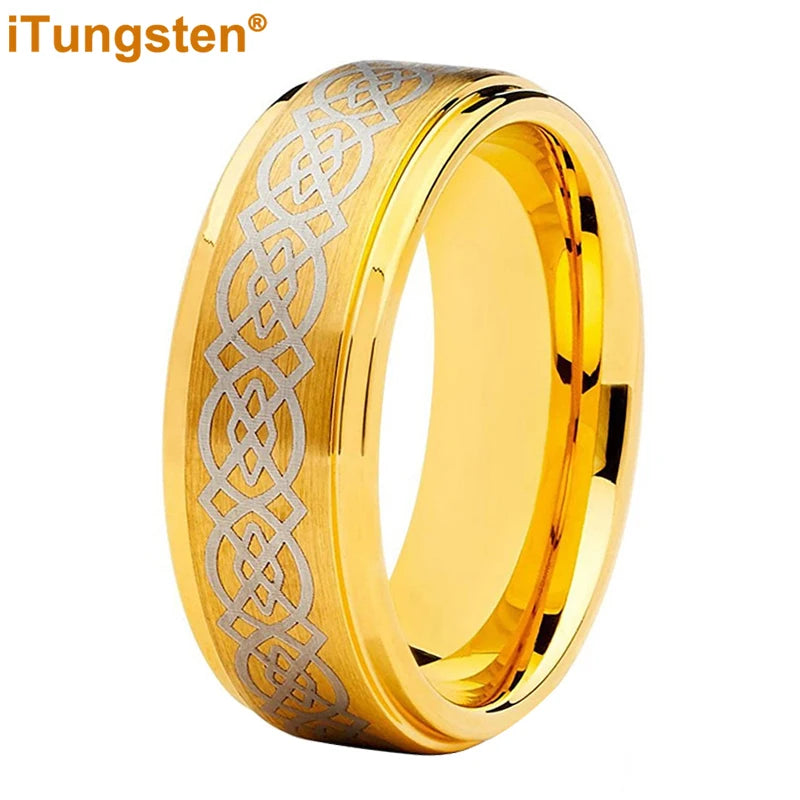 8mm Tungsten Wedding Band Ring Laser Engraved Comfort Fit