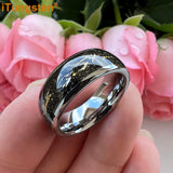 Tungsten Sandblast Inlay Wedding Band 8mm