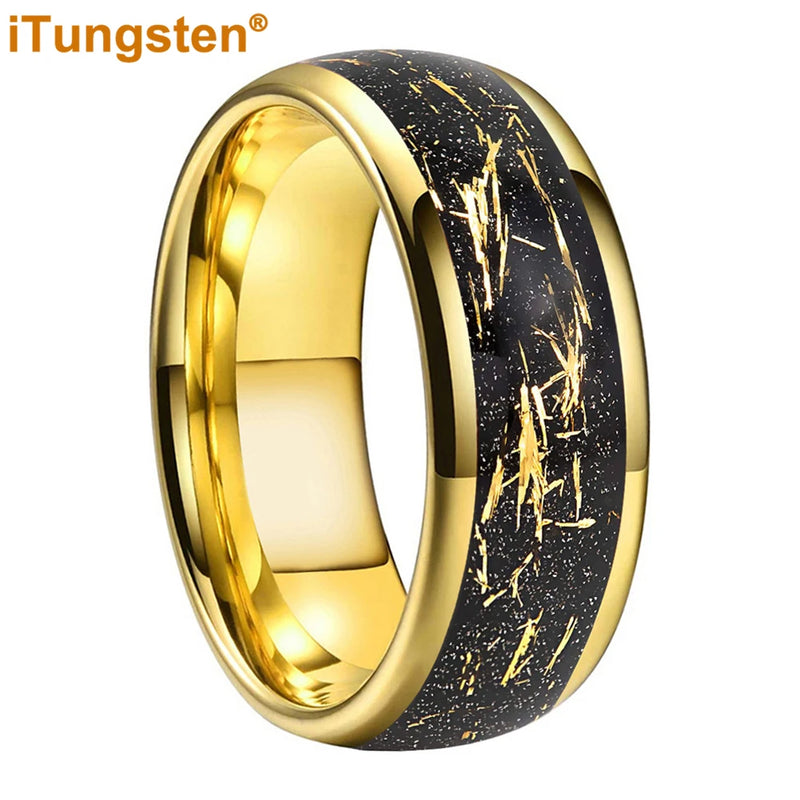 Tungsten Sandblast Inlay Wedding Band 8mm