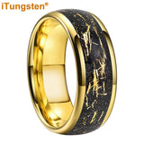 Tungsten Sandblast Inlay Wedding Band 8mm