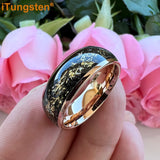 Tungsten Sandblast Inlay Wedding Band 8mm