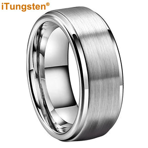 iTungsten 8mm Tungsten Carbide Ring Brushed Finish Comfort Fit