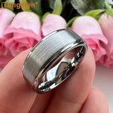 iTungsten 8mm Tungsten Carbide Ring Brushed Finish Comfort Fit