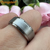iTungsten 8mm Tungsten Carbide Ring Brushed Finish Comfort Fit