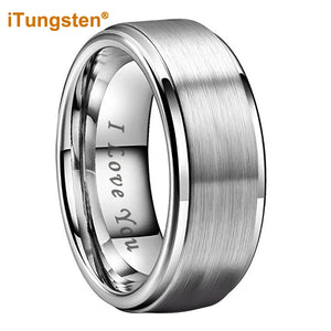 iTungsten 8mm Tungsten Carbide Ring Brushed Finish Comfort Fit