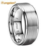 iTungsten 8mm Tungsten Carbide Ring Brushed Finish Comfort Fit