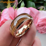 8mm Guitar Ring Tungsten Wedding Band Whisky Barrel Wood Inlay