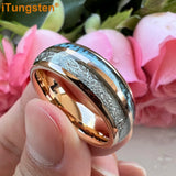 8mm Tungsten Wedding Band w/ Carbon Fiber & Meteorite Inlay