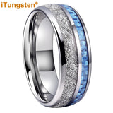 8mm Tungsten Wedding Band w/ Carbon Fiber & Meteorite Inlay