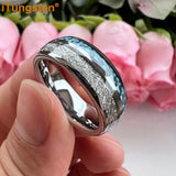 8mm Tungsten Wedding Band w/ Carbon Fiber & Meteorite Inlay