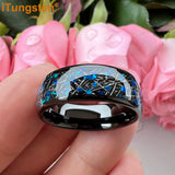 Tungsten 8mm Meteorite Opal Inlay Wedding Band Ring