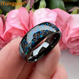 Tungsten 8mm Meteorite Opal Inlay Wedding Band Ring