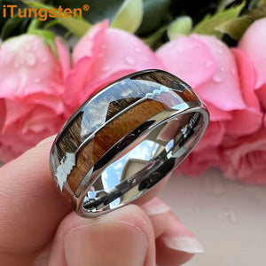 8mm Sandalwood Meteorite Arrow Inlay Tungsten Wedding Band