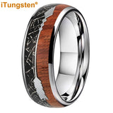 8mm Sandalwood Meteorite Arrow Inlay Tungsten Wedding Band
