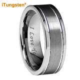 8mm Tungsten Carbide Engagement Wedding Band Brushed Comfort Fit