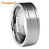 8mm Tungsten Carbide Engagement Wedding Band Brushed Comfort Fit