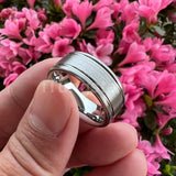 8mm Tungsten Carbide Engagement Wedding Band Brushed Comfort Fit