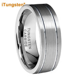 8mm Tungsten Carbide Engagement Wedding Band Brushed Comfort Fit
