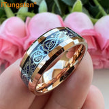 iTungsten 8mm Tungsten Dragon Ring Carbon Fiber Inlay Beveled Comfort Fit