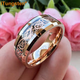 iTungsten 8mm Tungsten Dragon Ring Carbon Fiber Inlay Beveled Comfort Fit