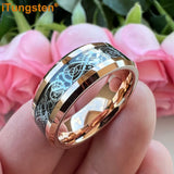 iTungsten 8mm Tungsten Dragon Ring Carbon Fiber Inlay Beveled Comfort Fit