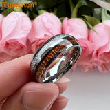 Tungsten 8mm Ring Koa Wood Meteorite Inlay Wedding Band