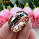 Tungsten 8mm Ring Koa Wood Meteorite Inlay Wedding Band