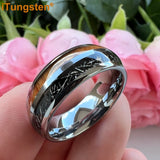 Tungsten 8mm Ring Koa Wood Meteorite Inlay Wedding Band