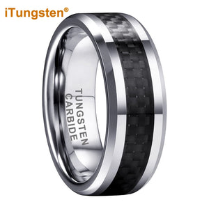 8mm Tungsten Ring Carbon Fiber Inlay Jewelry Comfort Fit