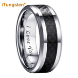 8mm Tungsten Ring Carbon Fiber Inlay Jewelry Comfort Fit