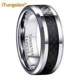 8mm Tungsten Ring Carbon Fiber Inlay Jewelry Comfort Fit
