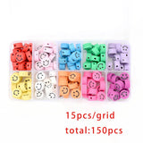 150pcs Multicolor Smiley Clay Beads Spacer Kit DIY Craft Necklace Hairpin