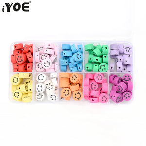150pcs Multicolor Smiley Clay Beads Spacer Kit DIY Craft Necklace Hairpin