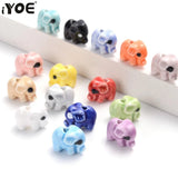 30pcs Mix Ceramic Elephant Beads Animal Spacer DIY Jewelry Making
