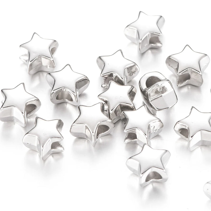 100pcs 10mm Mix Big Hole Star CCB Beads Plastic Loose Spacer Beads