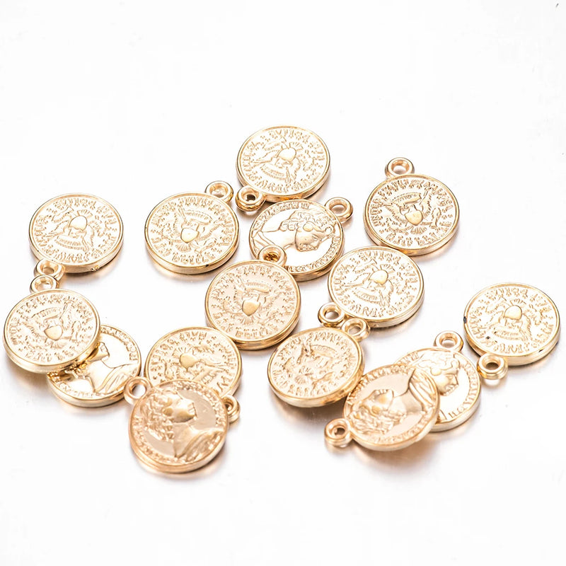 50/100/150pcs CCB Charms Plastic Coin Charms for Jewelry Making