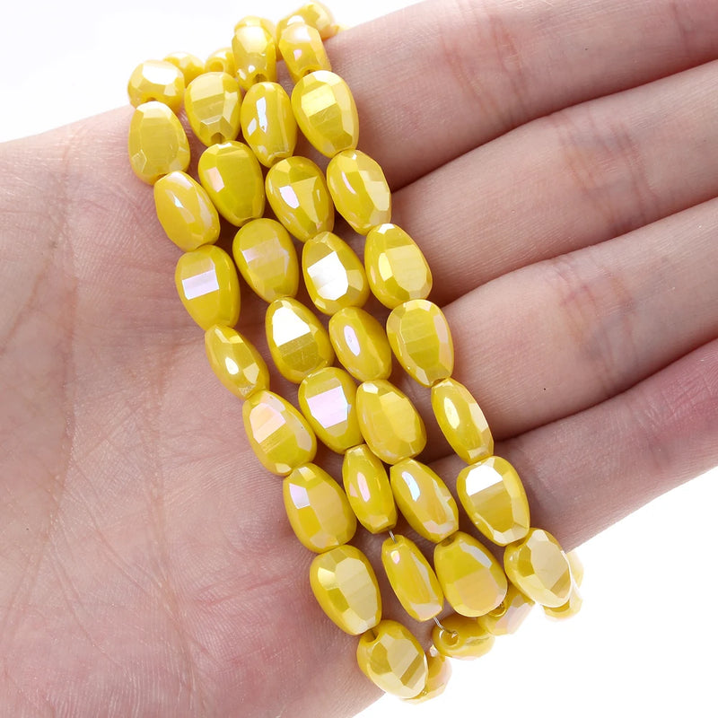 80pcs 6x9mm Melon Seed Shape Crystal Spacer Beads