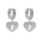 Iced Out Hip Hop CZ Heart Charm Hoop Earring