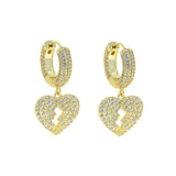 Iced Out Hip Hop CZ Heart Charm Hoop Earring