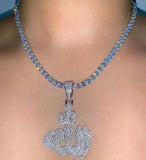 Ice CZ Allah Pendant Necklace Hip Hop Women Jewelry