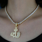 Ice CZ Allah Pendant Necklace Hip Hop Women Jewelry