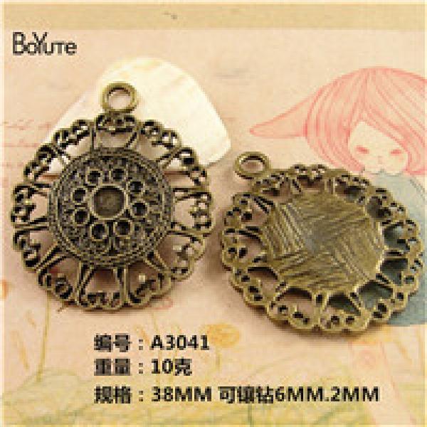 BoYuTe 20 Pieces 38MM Vintage Charms Round Cards Pendant Antique Bronze