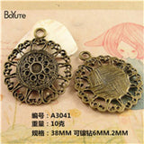 BoYuTe 20 Pieces 38MM Vintage Charms Round Cards Pendant Antique Bronze